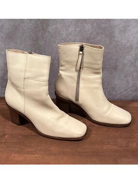 Portland Leather Patina gogo boots cream leather size 6